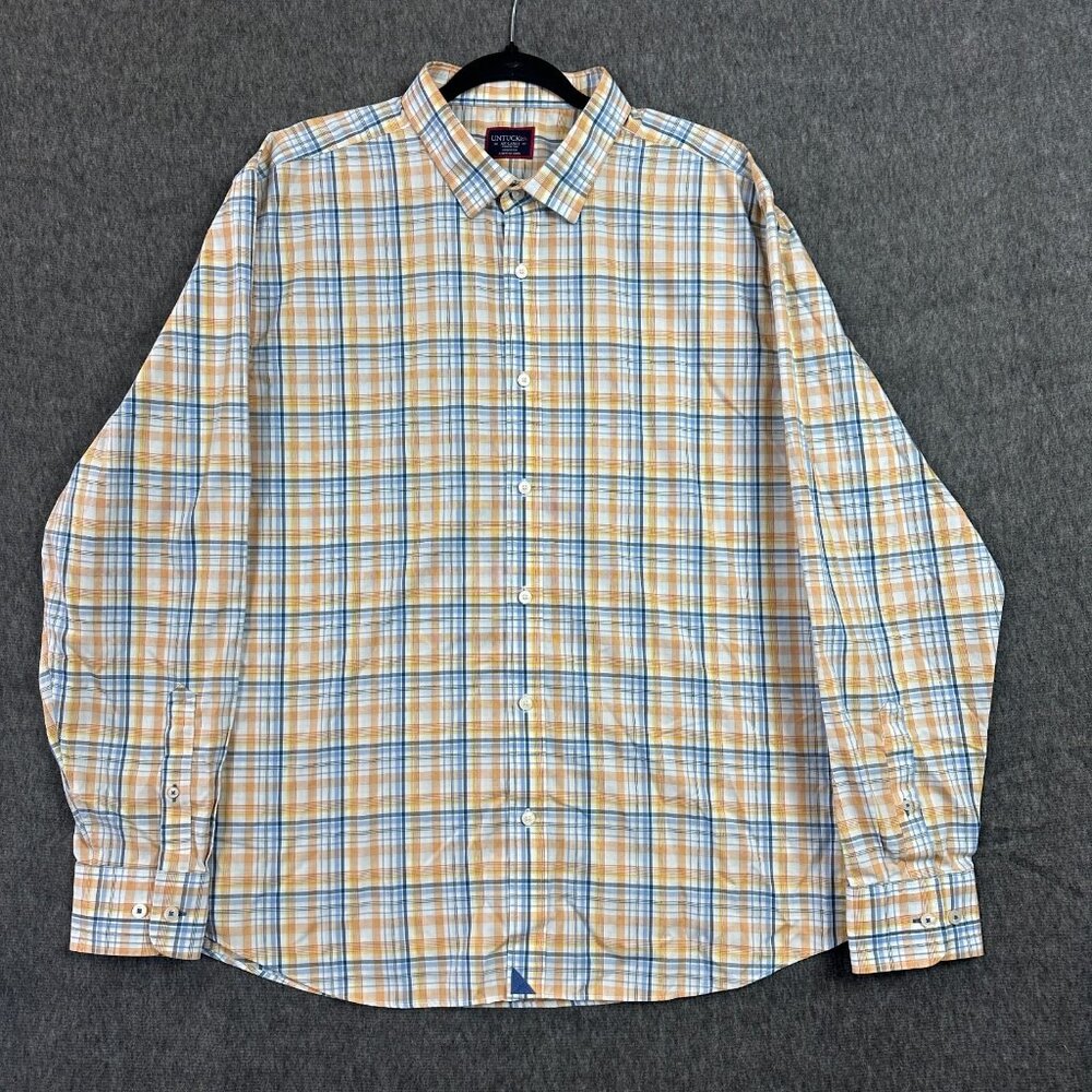 UNTUCKit Shirt XX Large Orange Plaid Long Sleeve Button Down Wrinkle Free